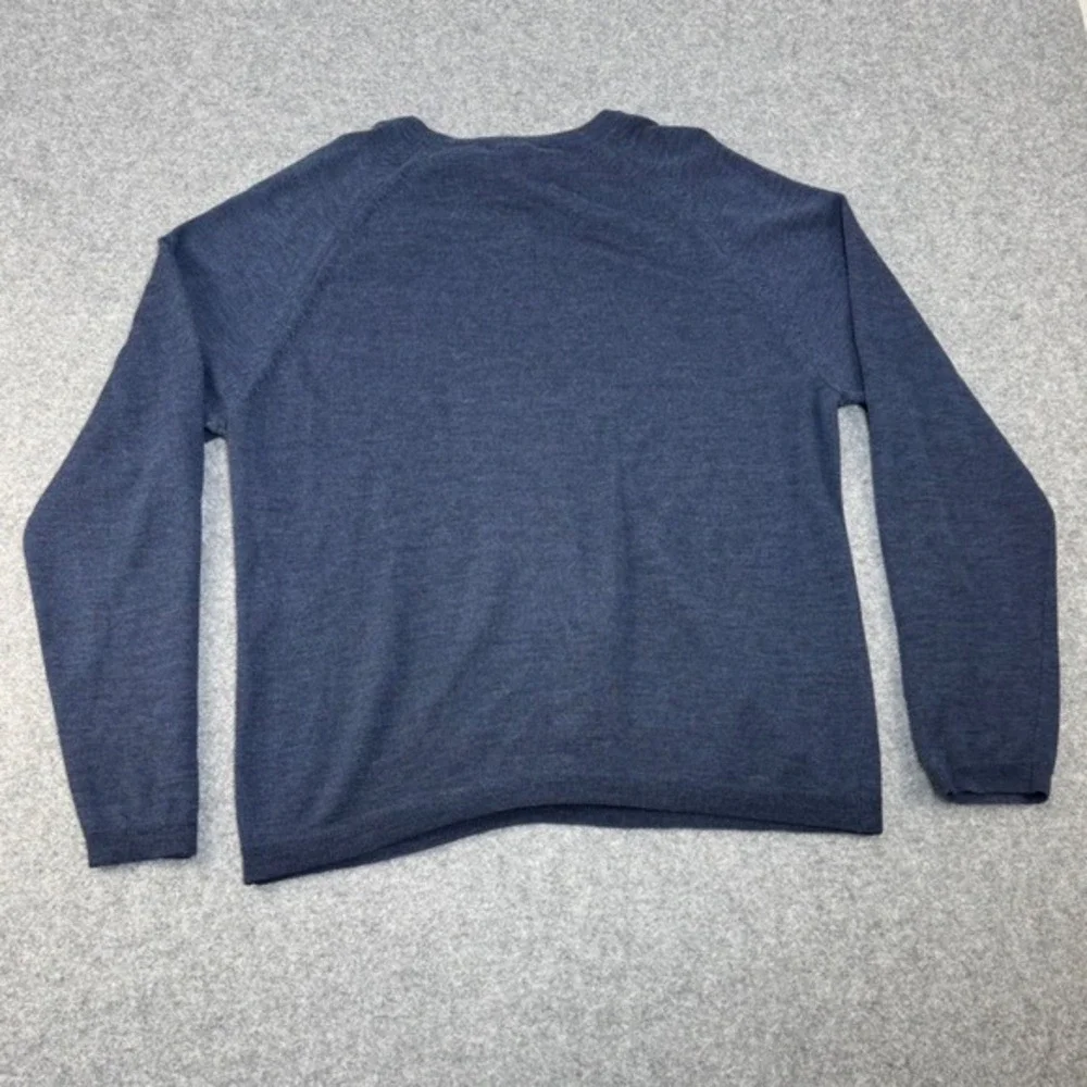 Banana Republic Mens Navy‎ Blue V Neck Fine Italian Merino Wool Sweater Size L